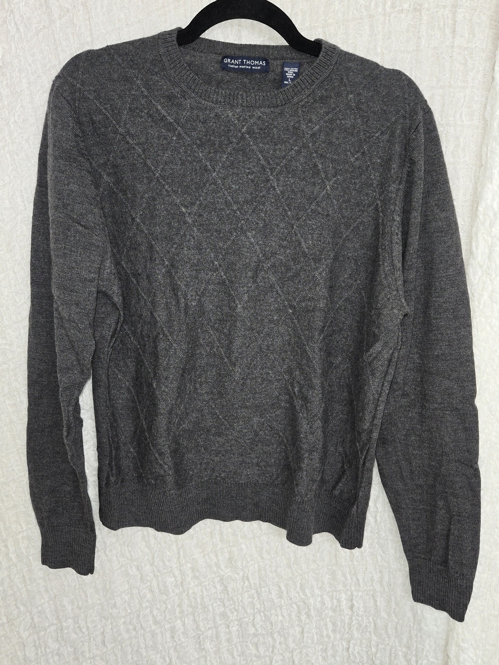 Grant‎ Thomas Italian Merino Wool Men's Charcoal Crewneck Sweater